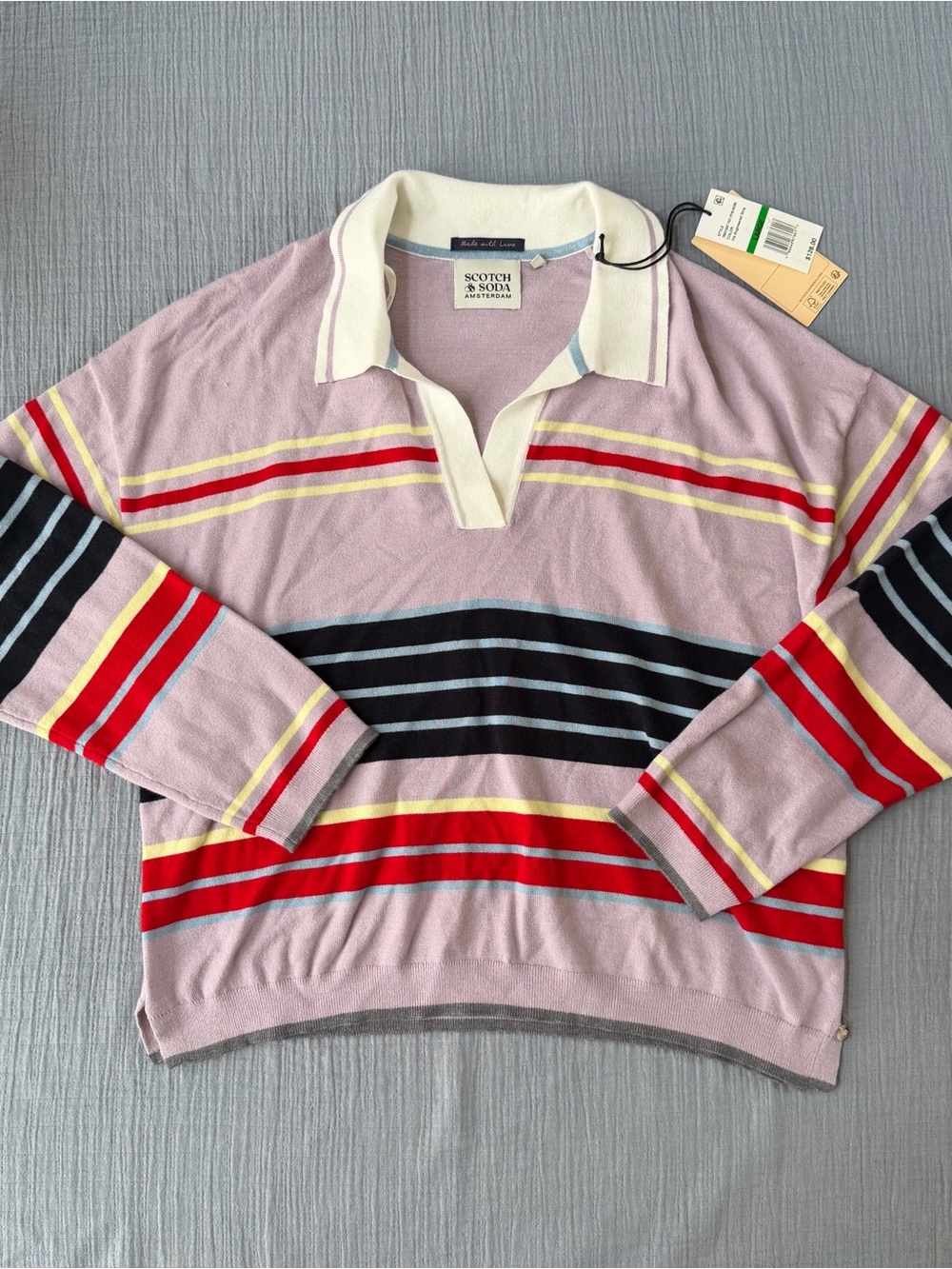 Scotch & Soda Lavender Multi-Stripe Rugby Polo